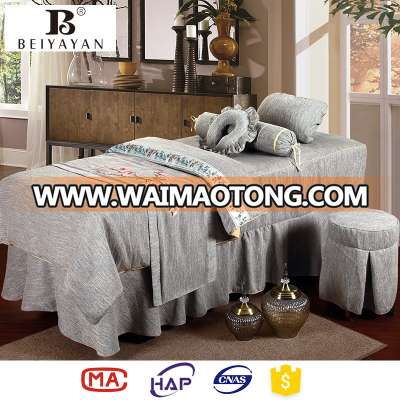 Embroidery gray 4pcs massage bedding set spa bed cover facial bed linen BIEYAYAN-1131