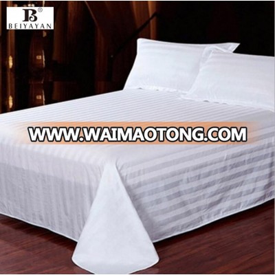 BEIYAYAN hot 40s/60s used hotel bed sheets white 3cm stripe bed sheet 100% cotton