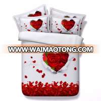 Romantic Red Roses and Love Message 3d bed set